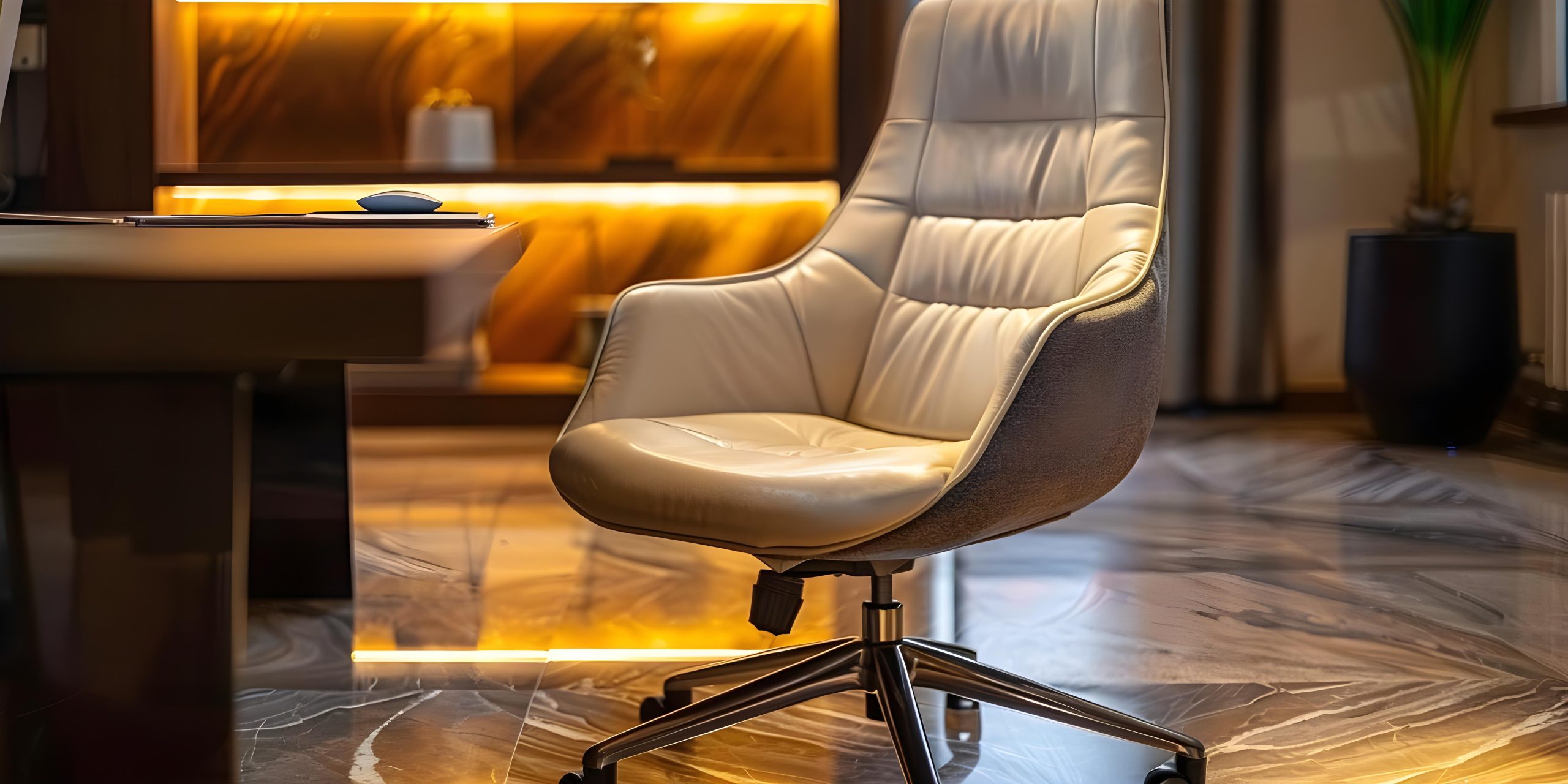Leather boss chair office furniture with genuine PU finish and padded comfort for formal offices