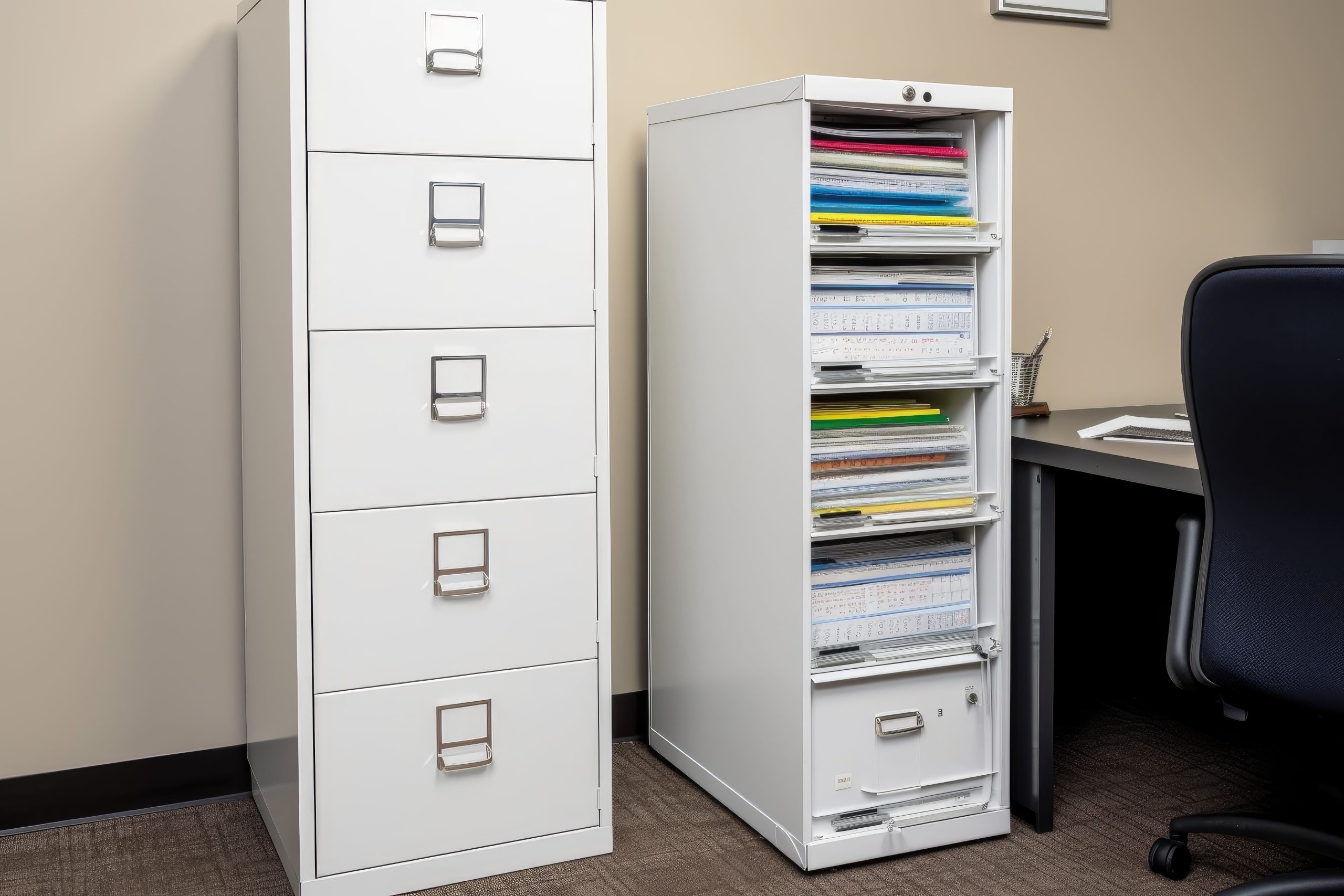 Vertical modern office furniture file cabinet with secure locking system for organized office documents