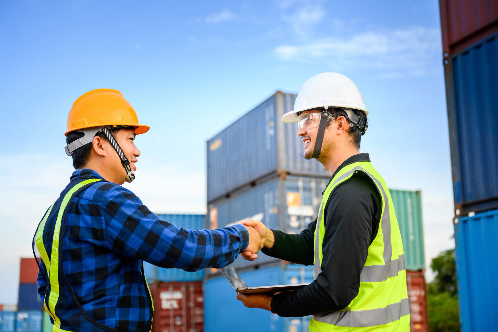 Logistics partners and suppliers working together to optimize international shipping